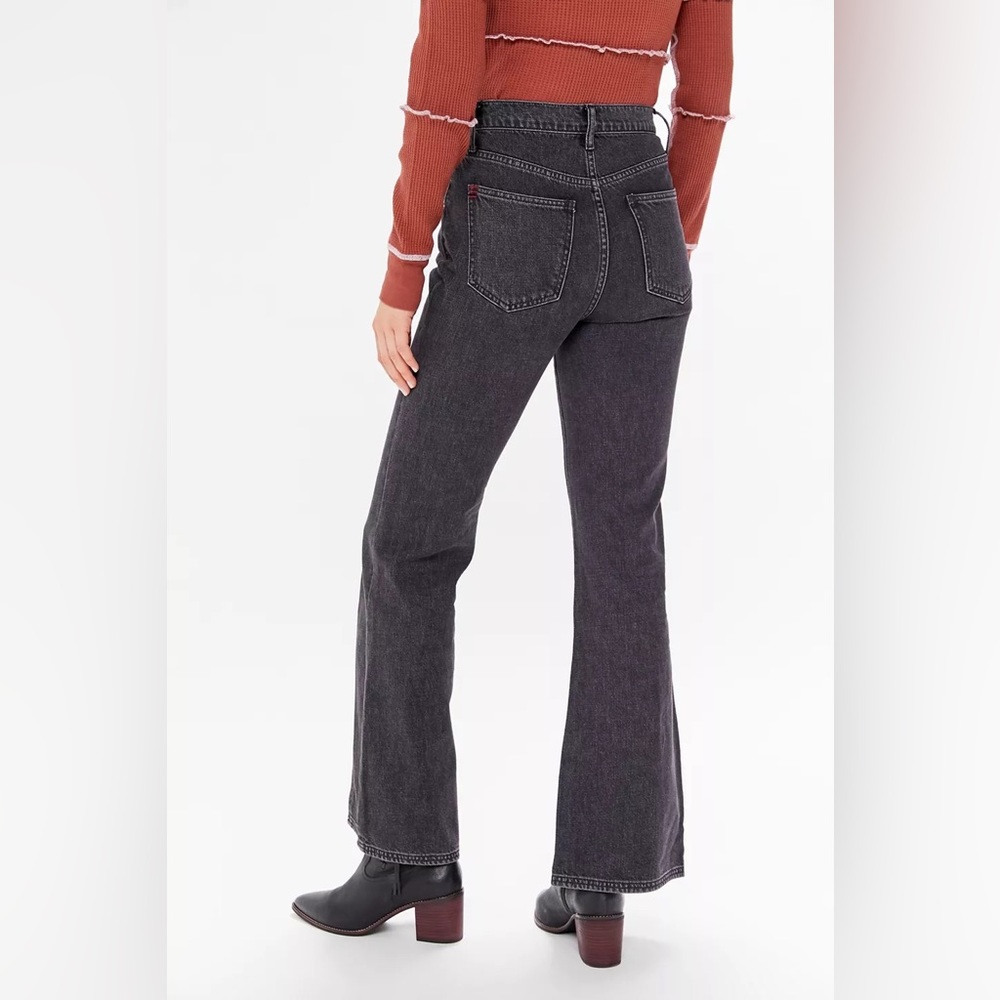 Urban Outfitters BDG Washed Black Denim Tati High Waisted Slit Flare Jean - Picture 3 of 13